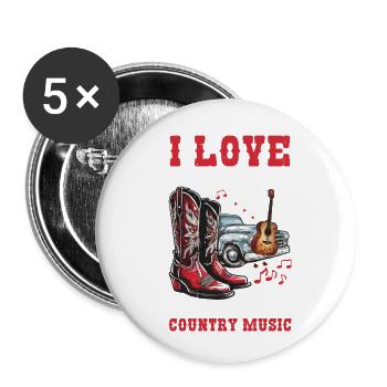 I Love Cowboy Boots Pickup Trucks, Country Music - Buttons klein 25 mm (5er Pack) - Weiß - Vorne
