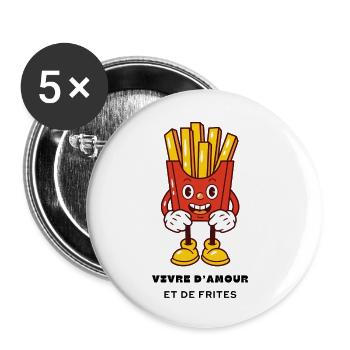 Leben von Liebe und Pommes frites - Buttons klein 25 mm (5er Pack) - Weiß - Vorne