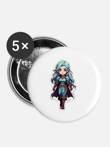 Mittelalterliche Fantasy-Assassine - Buttons klein 25 mm (5er Pack) - Weiß