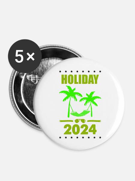 holiday 2024 urlaub - Buttons klein 25 mm (5er Pack) - Weiß