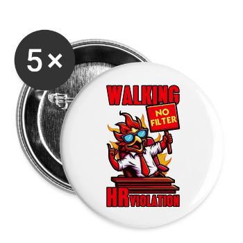 WALKING HR VERSTOSS, LUSTIG - Buttons klein 25 mm (5er Pack) - Weiß - Vorne