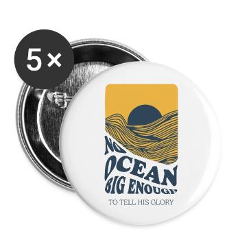 OCEANS - Unique Design T-Shirt, Made in EU - Buttons klein 25 mm (5er Pack) - Weiß - Vorne