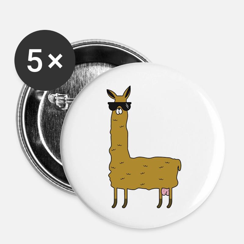 Llama with extras - Buttons small 1''/25 mm (5-pack) - white