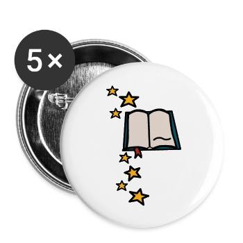 Magisches Buch - Buttons klein 25 mm (5er Pack) - Weiß - Vorne