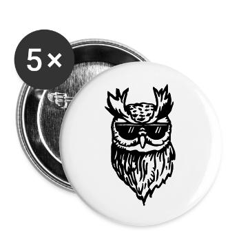 Eule - Buttons klein 25 mm (5er Pack) - Weiß - Vorne