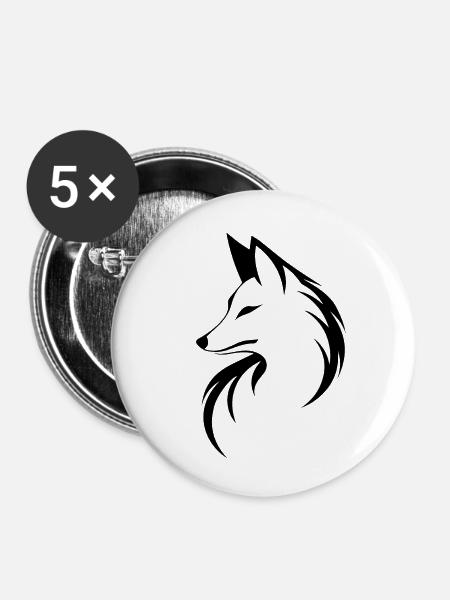 Fuchs Füchse - Buttons klein 25 mm (5er Pack) - Weiß