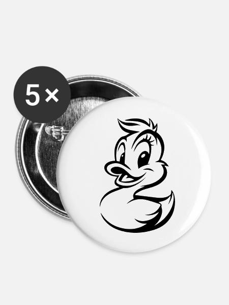 Ente Enten - Buttons klein 25 mm (5er Pack) - Weiß