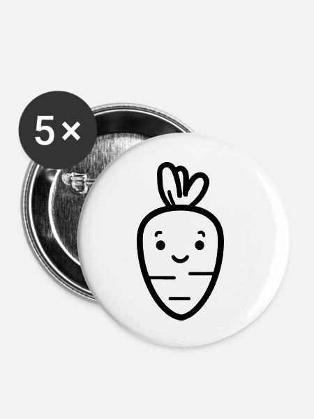 Karotte - Buttons klein 25 mm (5er Pack) - Weiß