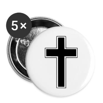 Christliches Kreuz (Christliches Kreuz) - Buttons klein 25 mm (5er Pack) - Weiß - Vorne