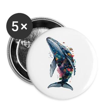 Lebendiges farbenfrohes künstlerisches Hai-Design - Buttons klein 25 mm (5er Pack) - Weiß - Vorne