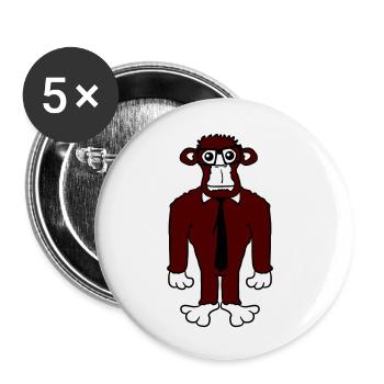 Clever Nerd Gorilla Lunettes à monture de corne Geek Tie Fun - Lot de 5 petits badges (25 mm) - blanc - Devant