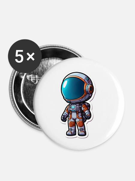 FUTURE ASTRONAUT HOT - Buttons klein 25 mm (5er Pack) - Weiß