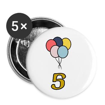 5. JUBILÄUM. 5 JAHRE. 5-JÄHRIGES JUBILÄUM - Buttons klein 25 mm (5er Pack) - Weiß - Vorne