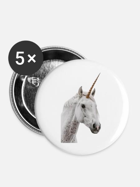 Einhorn - Buttons klein 25 mm (5er Pack) - Weiß