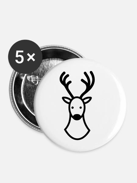 Weihnachtsrentiere - Buttons klein 25 mm (5er Pack) - Weiß