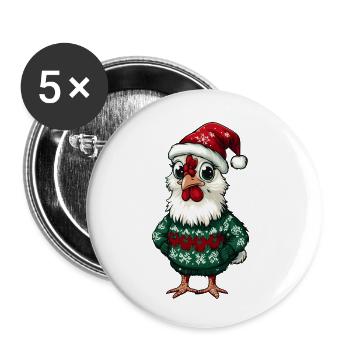 Rooster Christmas Comic - Buttons small 1''/25 mm (5-pack) - white - Front