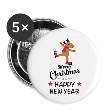 Funny Christmas - Buttons small 1''/25 mm (5-pack) - white - Front