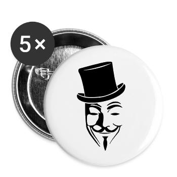 Anonymous Zylinder - Buttons klein 25 mm (5er Pack) - Weiß - Vorne