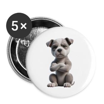 Dog grim 2 - Buttons small 1''/25 mm (5-pack) - white - Front