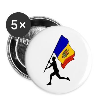 Flagge Moldawien Mann läuft - Buttons klein 25 mm (5er Pack) - Weiß - Vorne