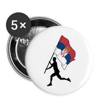 Flag Serbia man running - Buttons small 1''/25 mm (5-pack) - white - Front