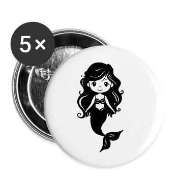 Meerjungfrau - Buttons klein 25 mm (5er Pack) - Weiß - Vorne