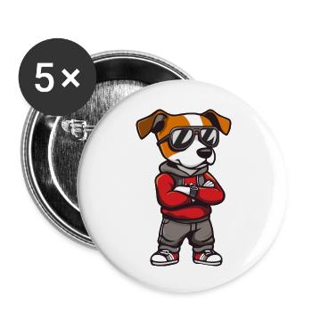 Jack Russel Terrier - Lot de 5 petits badges (25 mm) - blanc - Devant