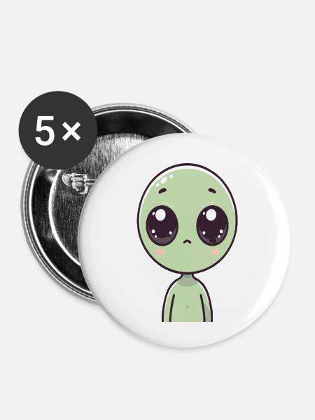 Süßer Alien - Buttons klein 25 mm (5er Pack) - Weiß