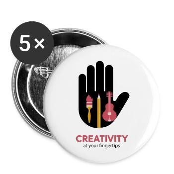 LA CRÉATIVITÉ À PORTÉE DE MAIN - Lot de 5 petits badges (25 mm) - blanc - Devant