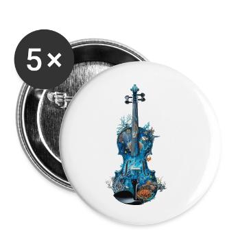 Fisch Violine - Buttons klein 25 mm (5er Pack) - Weiß - Vorne