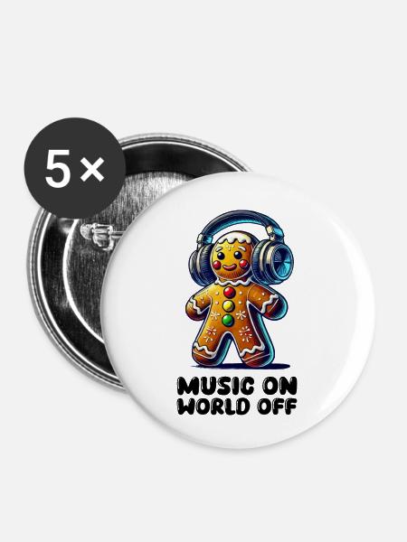 Gingerbread Music - Buttons klein 25 mm (5er Pack) - Weiß