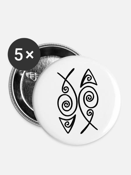 Zwei Fische - Buttons klein 25 mm (5er Pack) - Weiß