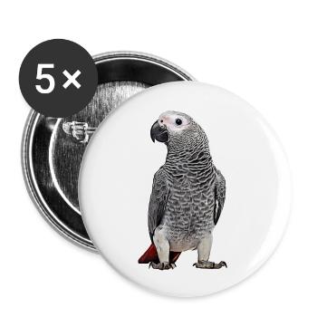 Perroquet gris d’Afrique - Lot de 5 petits badges (25 mm) - blanc - Devant