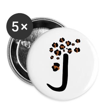 Lettre j motifs léopard - Lot de 5 petits badges (25 mm) - blanc - Devant