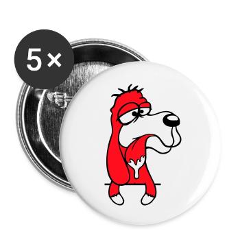 chien derrière le mur clôture bave cracher langue drôle - Lot de 5 petits badges (25 mm) - blanc - Devant