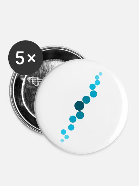 Blaue Blasen - Buttons klein 25 mm (5er Pack) - Weiß
