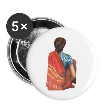 Painting India Woman Wearing a Sare, Buddhist - Buttons small 1''/25 mm (5-pack) - white - Front