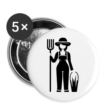 Farmer Farmer's Wife Farmer - Buttons small 1''/25 mm (5-pack) - white - Front
