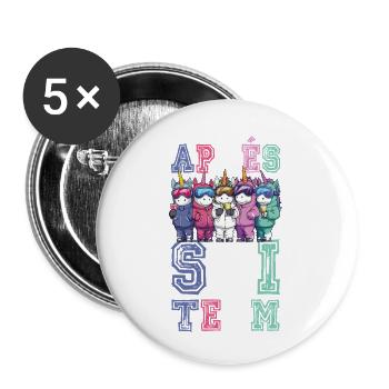 Après-ski Team Licorne Funny - Lot de 5 petits badges (25 mm) - blanc - Devant