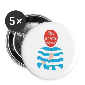 Hass ist keine Meinung - Buttons klein 25 mm (5er Pack) - Weiß - Vorne