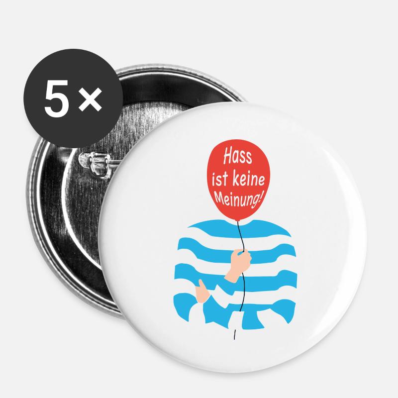 Hass ist keine Meinung - Buttons klein 25 mm (5er Pack) - Weiß