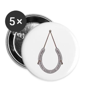 Fer à cheval pour vous porter chance - Lot de 5 petits badges (25 mm) - blanc - Devant