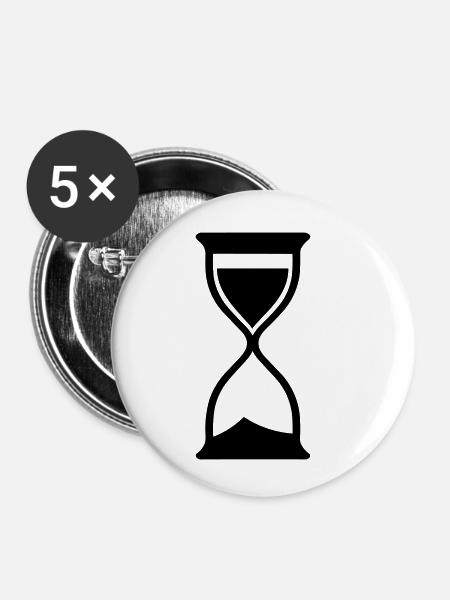 Stundenglas - Buttons klein 25 mm (5er Pack) - Weiß