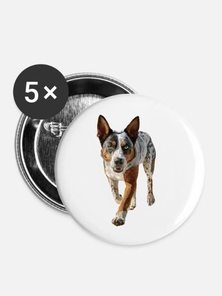 Australischer Treibhund - Buttons klein 25 mm (5er Pack) - Weiß