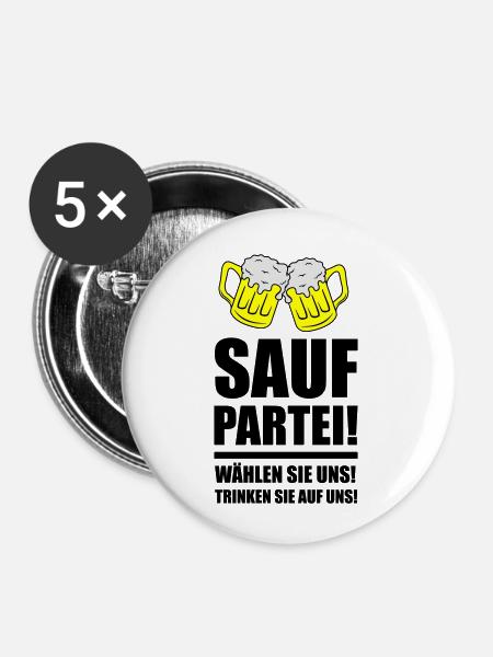 sauf partei - Buttons klein 25 mm (5er Pack) - Weiß