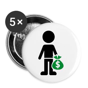 Arnaque d’argent d’entreprise - Lot de 5 petits badges (25 mm) - blanc - Devant
