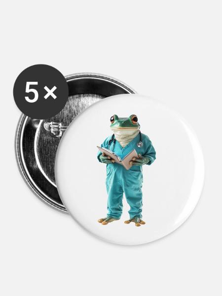 Frosch - Buttons klein 25 mm (5er Pack) - Weiß