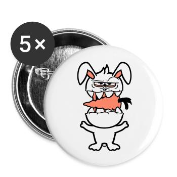 Hase Monster Böse Möhre Karotte Halloween Horror - Buttons klein 25 mm (5er Pack) - Weiß - Vorne