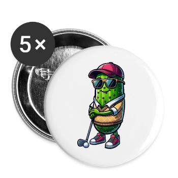Lustige Pickl Golf Spieler Motive - Buttons klein 25 mm (5er Pack) - Weiß - Vorne