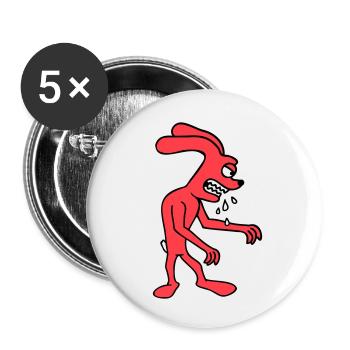 Lapin Monstre Mal Vorace Halloween Bave Salive - Lot de 5 petits badges (25 mm) - blanc - Devant